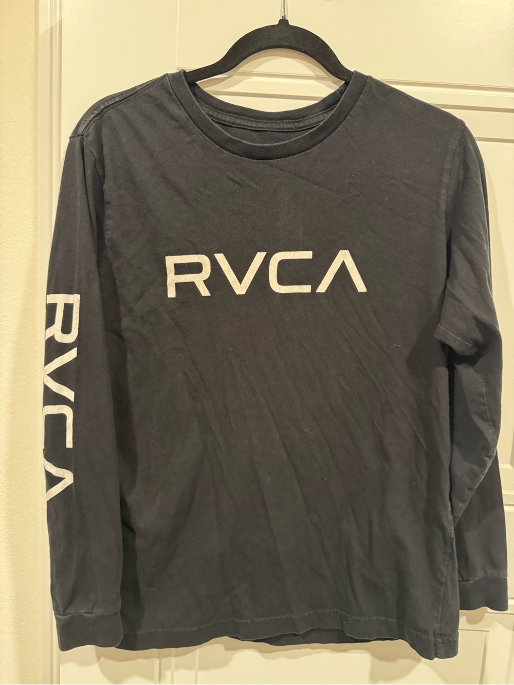 RVCA Boys Black Long Sleeve Logo Tee